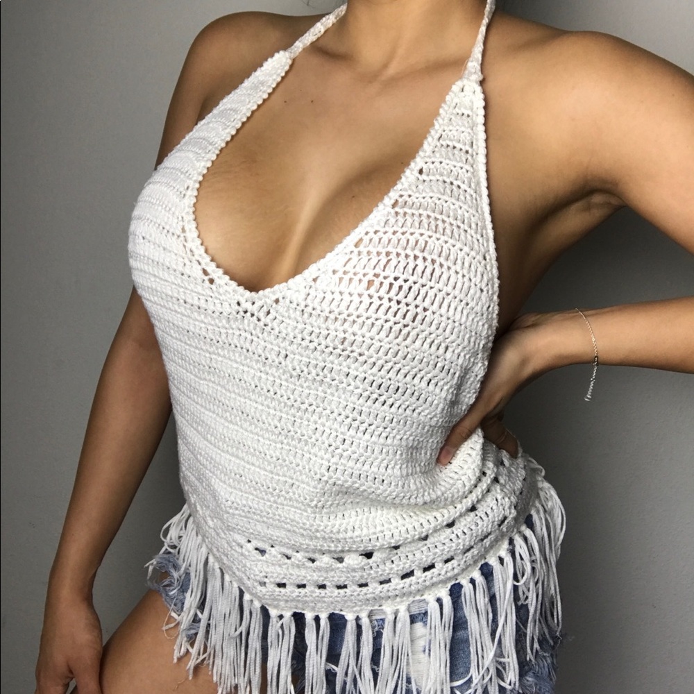 Crochet knit halter top